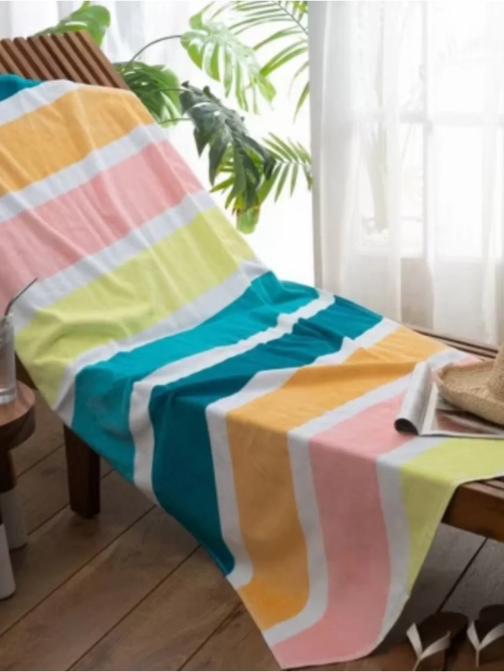 Mods At Home Amalfi Striped Velour Beach Towel-32”W x 65”L